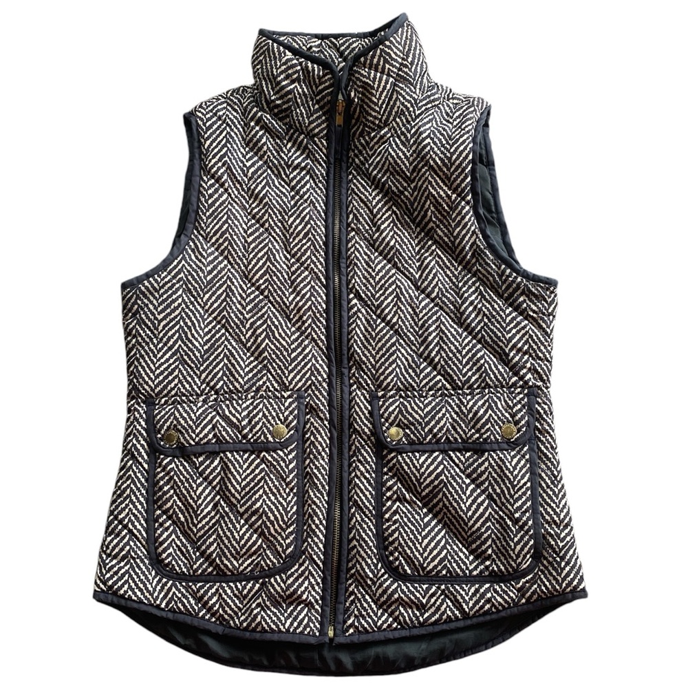 Cambridge Dry Goods EUC Black & Cream Puffer Zip Up Vest, Women’s size S